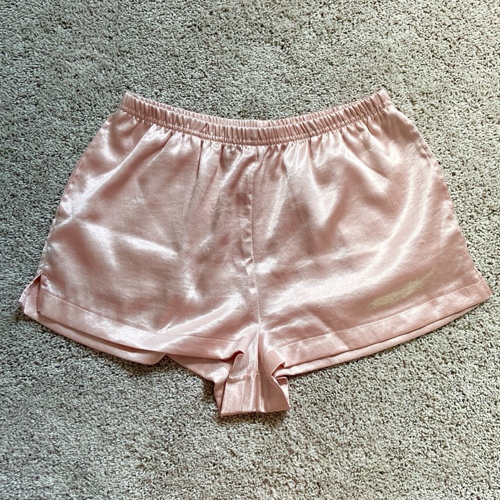 Double Zero • Light Pink Mini Satin Sleep Shorts